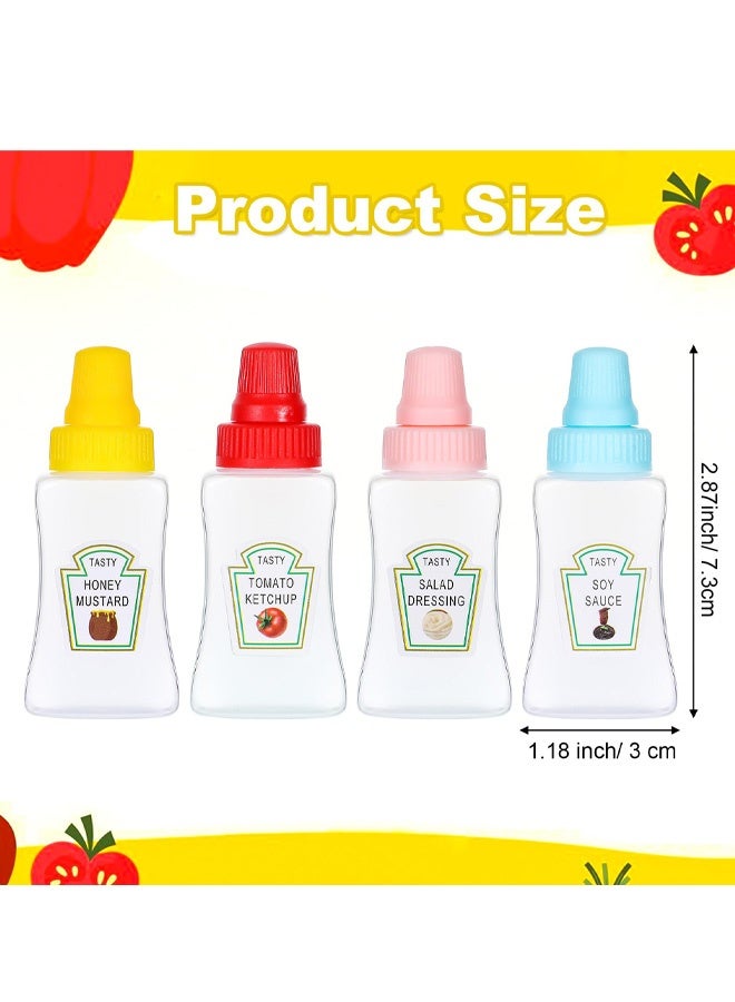 4PCs Mini Ketchup Bottles, Sauce Bottle Squeeze with Sturdy Screw Cap, Portable Soy Honey Sauce Salad Dressing Dispensers Containers, Small Sauce Containers for Adult Lunch Box - Image 2