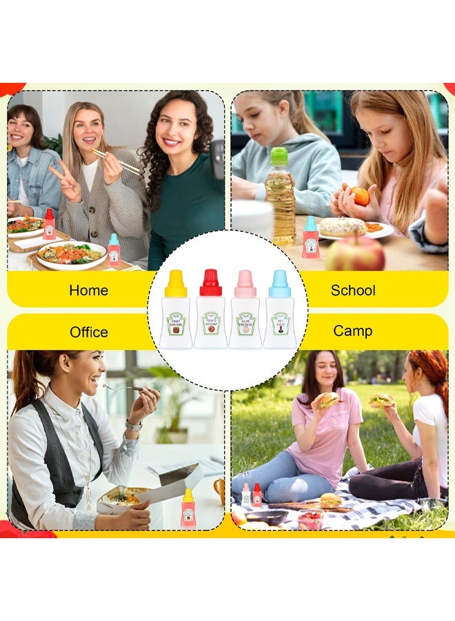 4PCs Mini Ketchup Bottles, Sauce Bottle Squeeze with Sturdy Screw Cap, Portable Soy Honey Sauce Salad Dressing Dispensers Containers, Small Sauce Containers for Adult Lunch Box - Image 4