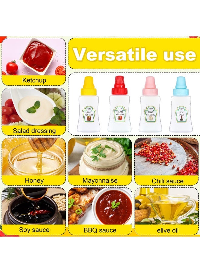 4PCs Mini Ketchup Bottles, Sauce Bottle Squeeze with Sturdy Screw Cap, Portable Soy Honey Sauce Salad Dressing Dispensers Containers, Small Sauce Containers for Adult Lunch Box - Image 3