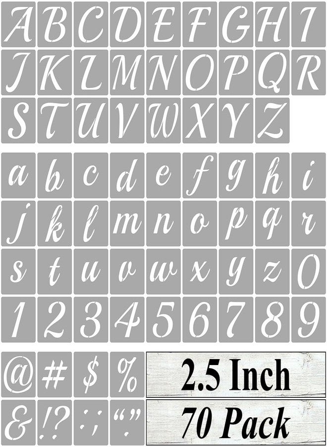 REOLAN 2.5 Inch Alphabet Letter Stencils for Painting - 70 Pack Letter and Number Stencil Templates with Signs for Painting on Wood, Reusable Cursive Letters Stencils for Chalkboard Wood Signs & Wall Art - Image 1