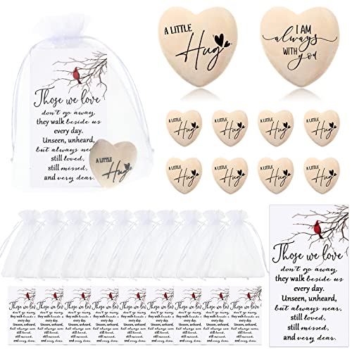 Fumete 50 Sets Funeral Favors for Guests Bulk Pocket Hug Wooden Heart Token with Red Cardinal Greeting Cards and Organza Bags Memorial Day Gifts for Church Family Celebrations of Life Favors - Image 1
