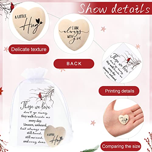 Fumete 50 Sets Funeral Favors for Guests Bulk Pocket Hug Wooden Heart Token with Red Cardinal Greeting Cards and Organza Bags Memorial Day Gifts for Church Family Celebrations of Life Favors - Image 3
