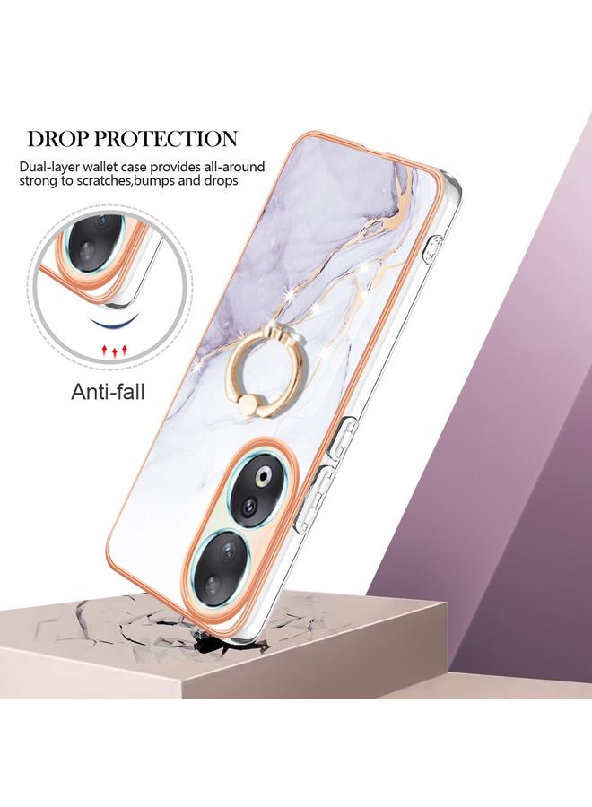 اس-توب جراب لهاتف Honor 90 5G مصنوع من مادة TPU IMD مطلية بالرخام الكهربائي مع حامل حلقي - Image 2
