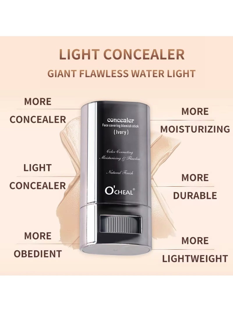 Concealer Face Covering Blemish Stick Natural Medium Coverage Concealer Durable Long lasting Moisturizing Lightweight Non Greasy Face Covering Blemish Concealer Ivory 30g