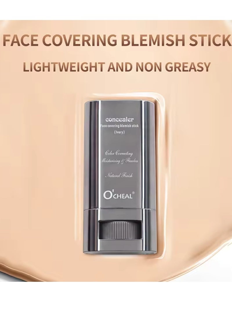 Concealer Face Covering Blemish Stick Natural Medium Coverage Concealer Durable Long lasting Moisturizing Lightweight Non Greasy Face Covering Blemish Concealer Ivory 30g