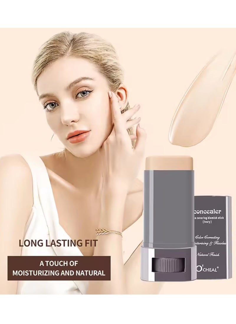 Concealer Face Covering Blemish Stick Natural Medium Coverage Concealer Durable Long lasting Moisturizing Lightweight Non Greasy Face Covering Blemish Concealer Ivory 30g