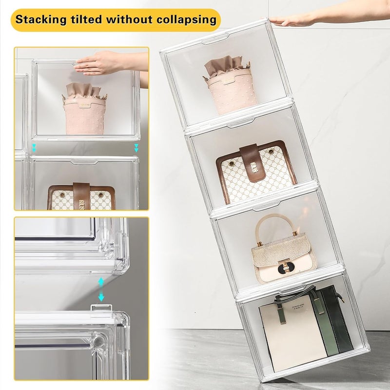 GUDEMAY Clear Stackable Plastic Storage Bins with Magnetic Lid (Transparent, Transparent with light-L-3 Pack) - Image 5