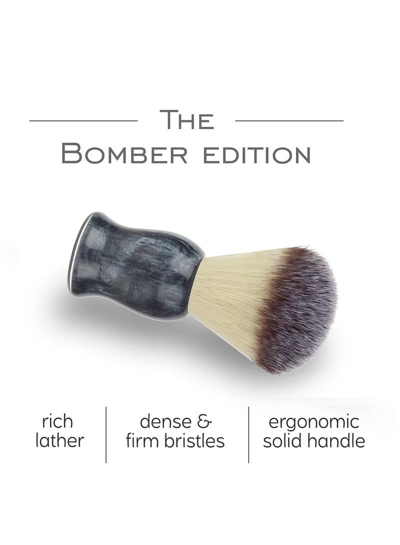 RUBAB MEN RUBAB MEN Luxuriously Soft Shaving Brush for Men |Bomber Edition| Experience Premium Cruelty-Free Bristles and Stylish Grey Bomber-Toned Ergonomic Handle | Hand-crafted with Passion in India - Image 3