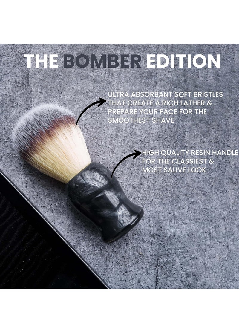 RUBAB MEN RUBAB MEN Luxuriously Soft Shaving Brush for Men |Bomber Edition| Experience Premium Cruelty-Free Bristles and Stylish Grey Bomber-Toned Ergonomic Handle | Hand-crafted with Passion in India - Image 4