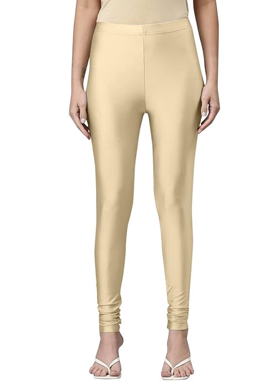 TRENDMALLS Women's Microfiber Elastane Stretch Soft Churidar Length Leggings with Ultrasoft Waistband Beige - Image 1