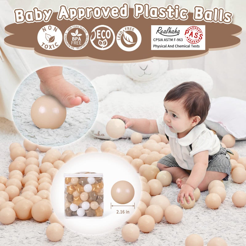 Realhaha Ball Pit Balls Play Balls for Babies  Small Balls Stars for Kids Playpen Plastic Balls for Babies Ball Pool Puppy Playballs  Gold Coffee - Image 2