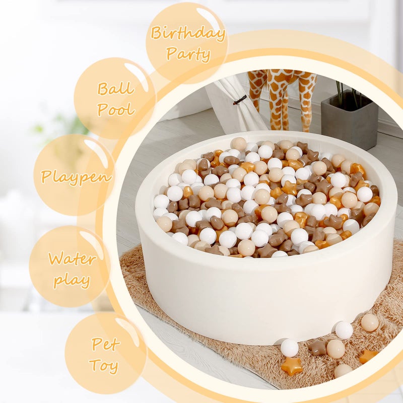 Realhaha Ball Pit Balls Play Balls for Babies  Small Balls Stars for Kids Playpen Plastic Balls for Babies Ball Pool Puppy Playballs  Gold Coffee - Image 3