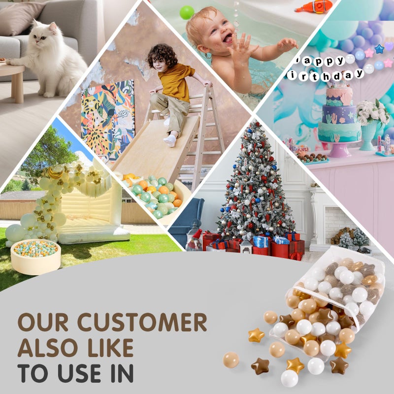 Realhaha Ball Pit Balls Play Balls for Babies  Small Balls Stars for Kids Playpen Plastic Balls for Babies Ball Pool Puppy Playballs  Gold Coffee - Image 4