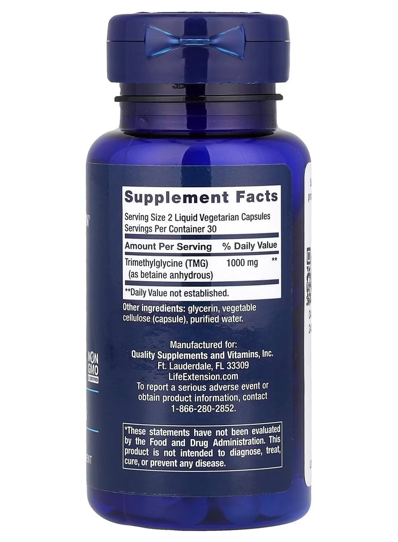 Life Extension TMG, mg, 60 Liquid Vegetarian Capsules (500 mg per Capsule) - Image 2