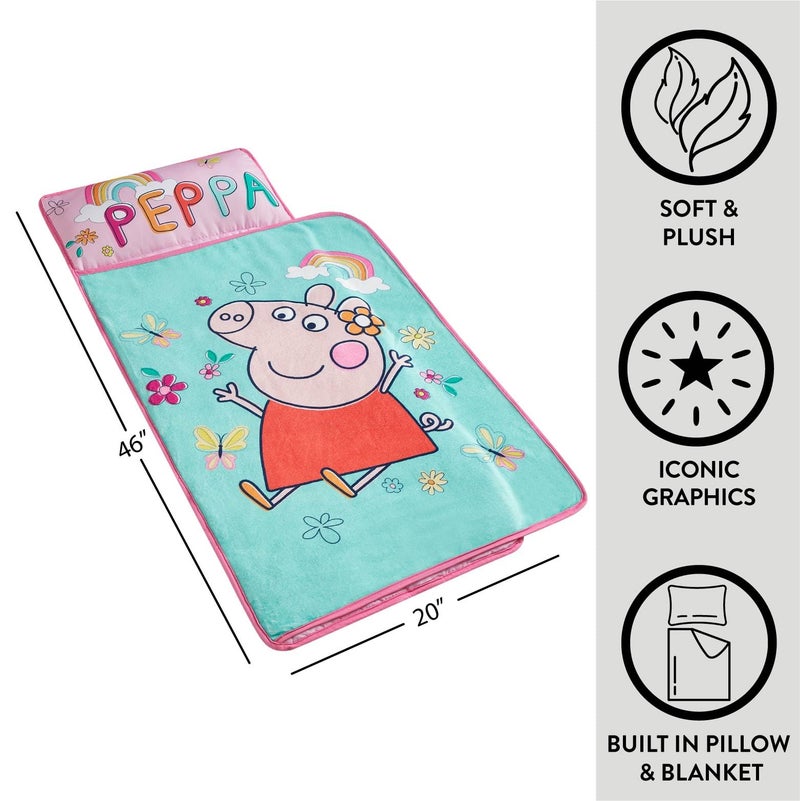 Idea Nuova Peppa Pig Toddler Nap Mat with Pillow and Blanket,Quilted Sleep Mat for Kids,Soft & Portable,20â€ x 46â€, Ideal for Daycare, Preschool, Travel, or Naptime - Image 2