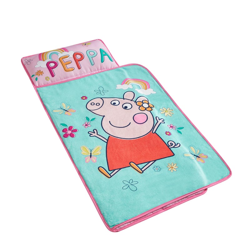 Idea Nuova Peppa Pig Toddler Nap Mat with Pillow and Blanket,Quilted Sleep Mat for Kids,Soft & Portable,20â€ x 46â€, Ideal for Daycare, Preschool, Travel, or Naptime - Image 1
