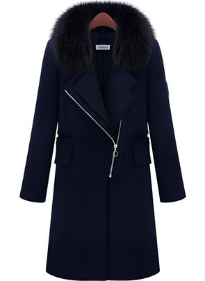 1Tarz Cashmere Cashmere Women's Winter Coat with Fur  - Image 1