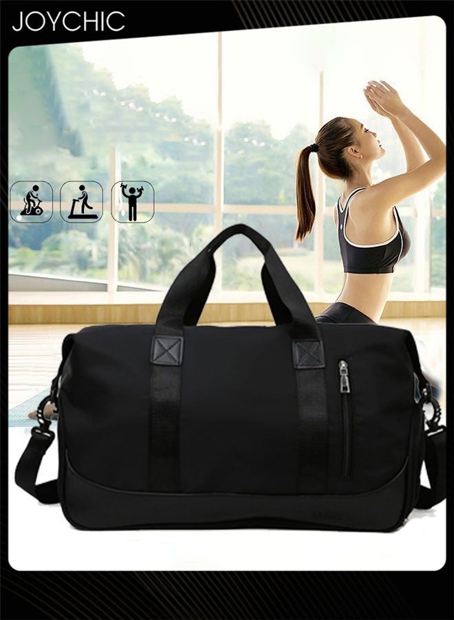 Joychic Brief Short Distance Travel Duffel Bag Dry Wet Separated Gym Sports Sack Large Capacity Durable Zipper Shoulder Bag for Yoga Fitness Black  - Image 1