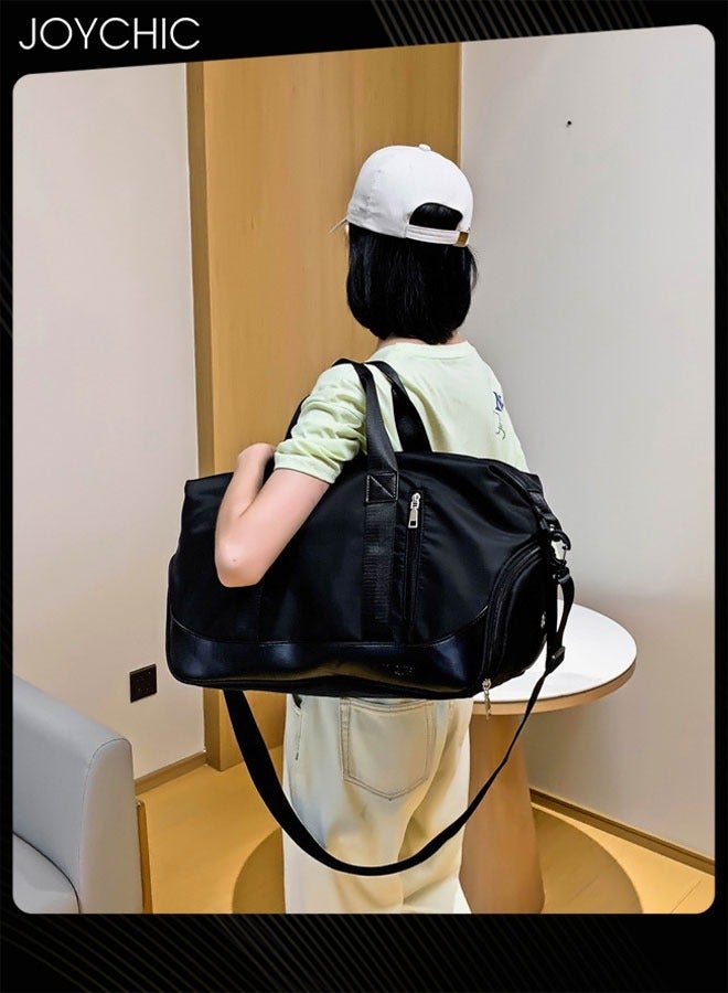 Joychic Brief Short Distance Travel Duffel Bag Dry Wet Separated Gym Sports Sack Large Capacity Durable Zipper Shoulder Bag for Yoga Fitness Black  - Image 2
