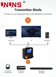 UNUNS Bluetooth Transmitter Receiver,Bluetooth 5.2 Transmitter With LCD Screen,5 EQ Effects,TF Card Plug-Play,Wireless Audio Adapter RCA 3.5mm AUX for TV/PC/Car/MP3/Speakers/Headset,BR05  - Image 4