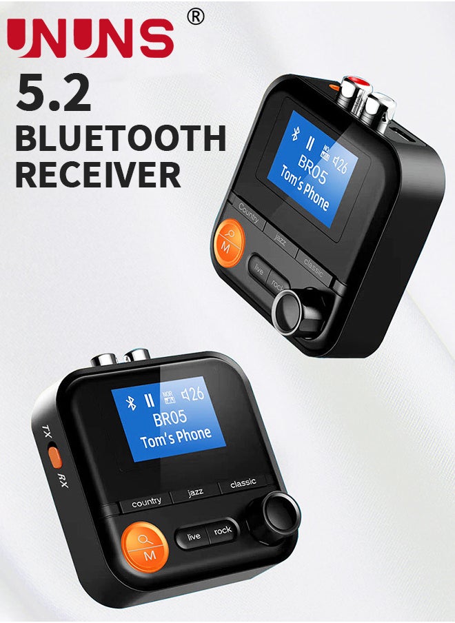 UNUNS - Bluetooth Transmitter Receiver,Bluetooth 5.2 Transmitter With LCD Screen,5 EQ Effects,TF Card Plug-Play,Wireless Audio Adapter RCA 3.5mm AUX for TV/PC/Car/MP3/Speakers/Headset,BR05 - Image 1
