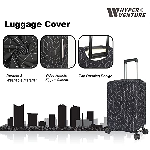 HYPER VENTURE Washable Luggage Cover - Fashion Suitcase Protector Fits 23-26 Inch Luggage (Black Maze, M) - Image 2