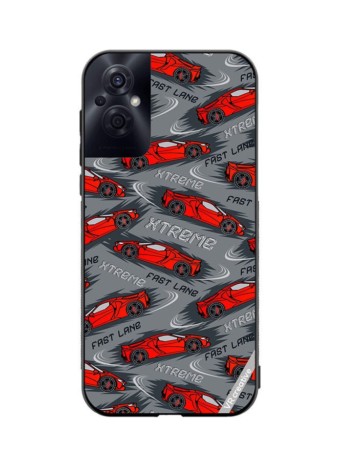 VR CREATIVE Protective Case Cover For Oppo Reno8 Z Abstract Seamless Pattern With Sport Cars Design Multicolour - Image 1