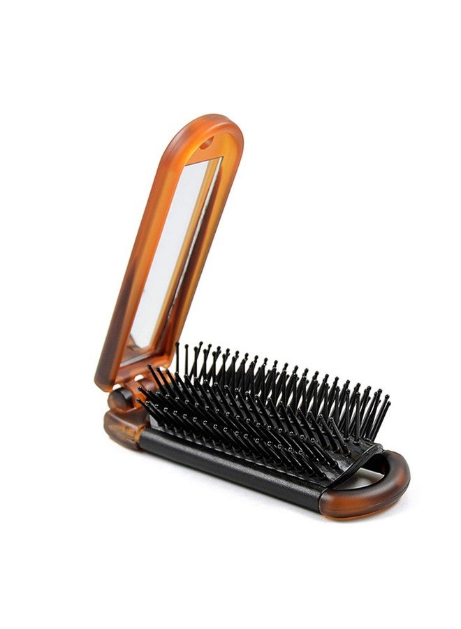 Ancable Folding Hair Brush With Mirror Compact Pocket Size For Travel Car Gym Bag Purse - Image 1