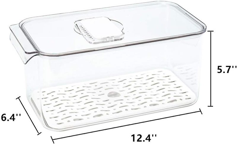 Slideep Refrigerator Food Storage Containers, Produce Saver Stackable Container with Lids & Removable Drain Tray, Freezer Bins Stay Fresh Lettuce Salad Container for Fridge - Image 2