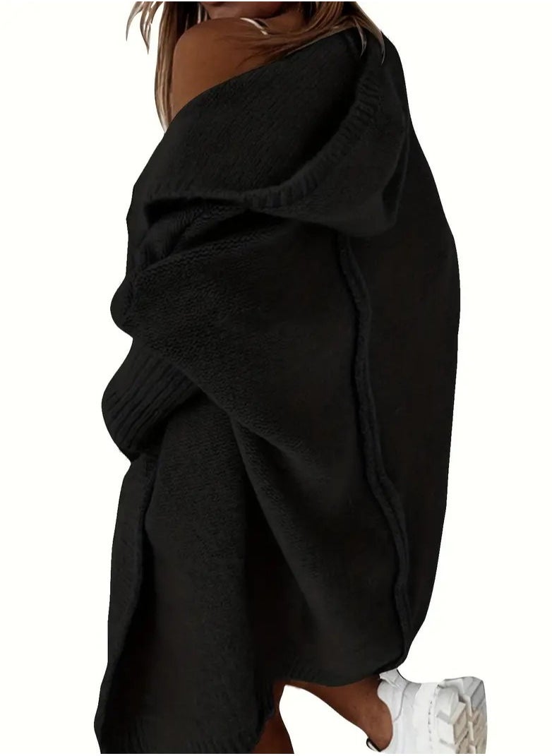 NIBEMINENT Oversized Hooded Knitted Cardigan, Long Sleeve Casual Sweater For Winter & Fall, Women's Clothing  - Image 3