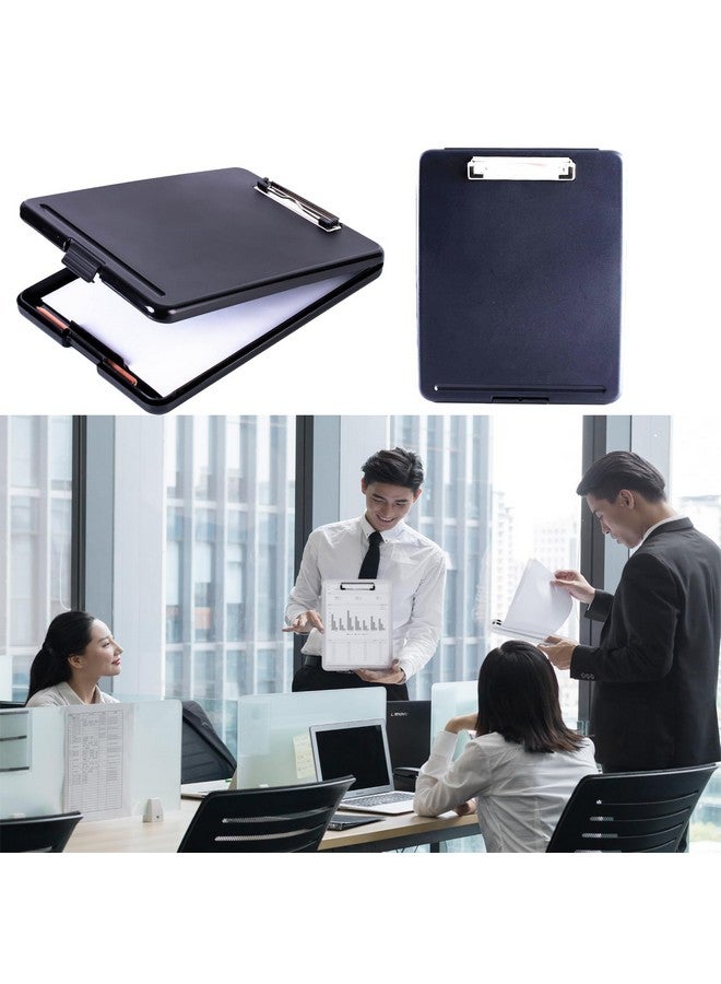 WedFeir Plastic Storage Clipboard, Nurse Clip Boards 8.5X11 With Storage, Waterproof Clipboard With Compartment, Heavy Duty Plastic Clipboard Case Box With Low Profile Clip, Letter Sized A4 Paper. (Black) - Image 5