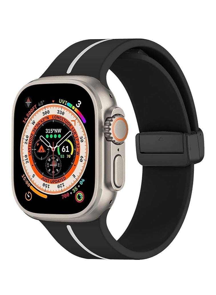 Silicone Magnetic Strap for Apple Watch Ultra Band 49mm 45mm 44mm 42mm Men/Women, Soft Sport Silicone Replacement Wristband Strap for iwatch Series 9/8/7/6/5/4/3/2/SE/Ultra2 - Image 1