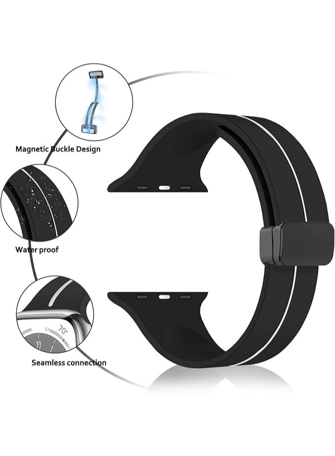 Silicone Magnetic Strap for Apple Watch Ultra Band 49mm 45mm 44mm 42mm Men/Women, Soft Sport Silicone Replacement Wristband Strap for iwatch Series 9/8/7/6/5/4/3/2/SE/Ultra2 - Image 3