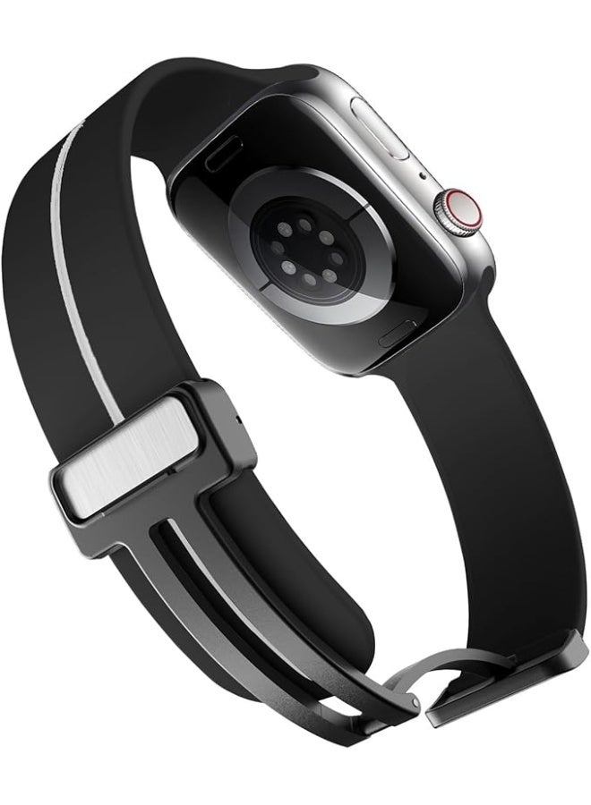 Silicone Magnetic Strap for Apple Watch Ultra Band 49mm 45mm 44mm 42mm Men/Women, Soft Sport Silicone Replacement Wristband Strap for iwatch Series 9/8/7/6/5/4/3/2/SE/Ultra2 - Image 4