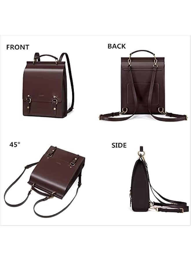 Arabest Leather Backpack Purse For Women Fashion Ladies Vintage Bags Casual College Travel Backpacks bag Brown - Image 3