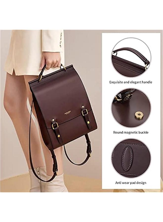 Arabest Leather Backpack Purse For Women Fashion Ladies Vintage Bags Casual College Travel Backpacks bag Brown - Image 5