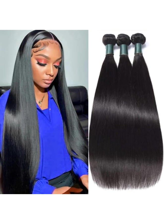 Great Grace Brazilian Straight Bundles Human Hair 24 26 28 Inch 12A 100 Unprocessed Virgin Human Hair Weave 3 Bundles Deals Natural Black Color Natural Balck 3 Bundles 24 26 28 - Image 1