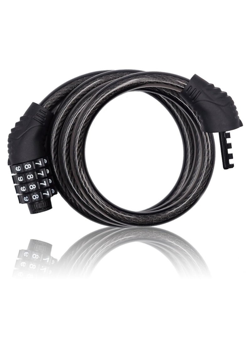 Bicycle Lock Cable, 4-Position 3.2-Foot Long Bicycle Lock Combination, Resettable Anti-Theft Bicycle Lock Suitable For Electric Scooters - Image 1