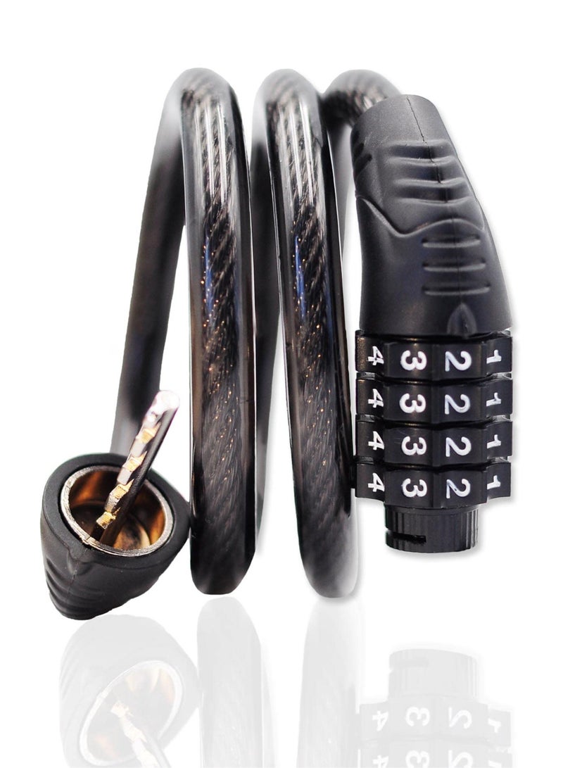 Bicycle Lock Cable, 4-Position 3.2-Foot Long Bicycle Lock Combination, Resettable Anti-Theft Bicycle Lock Suitable For Electric Scooters - Image 2