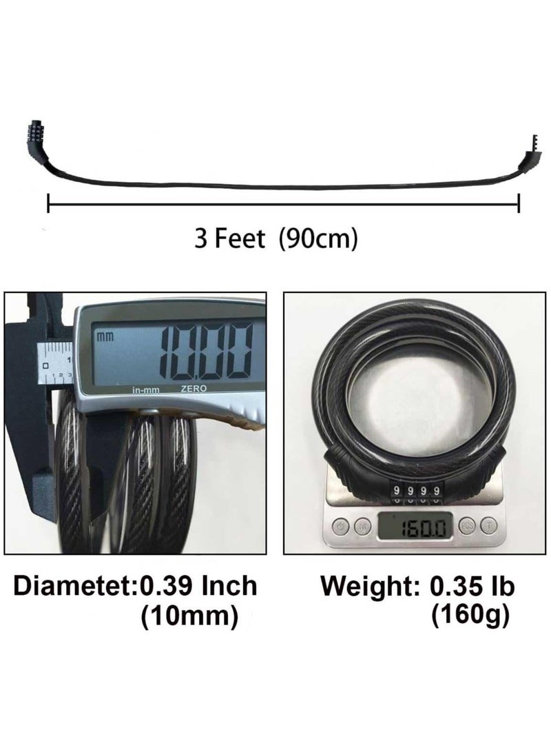 Bicycle Lock Cable, 4-Position 3.2-Foot Long Bicycle Lock Combination, Resettable Anti-Theft Bicycle Lock Suitable For Electric Scooters - Image 4