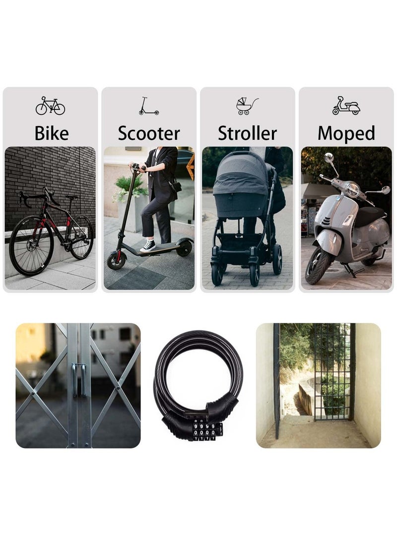 Bicycle Lock Cable, 4-Position 3.2-Foot Long Bicycle Lock Combination, Resettable Anti-Theft Bicycle Lock Suitable For Electric Scooters - Image 5