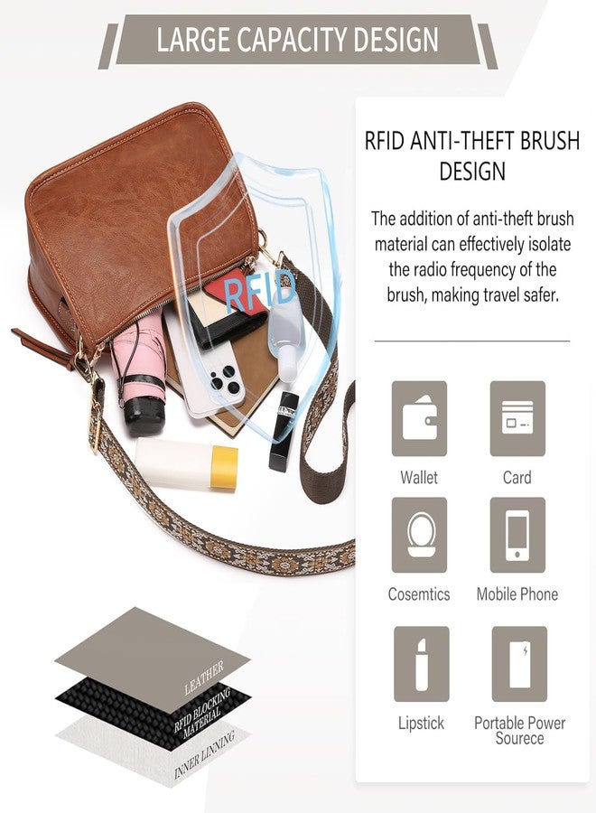 SENDEFN Crossbody Bag for Women PU Leather Bohemian Vintage Stylish Purses Shoulder Handbags with Adjustable Guitar Strap - Image 3