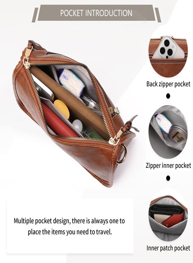 SENDEFN Crossbody Bag for Women PU Leather Bohemian Vintage Stylish Purses Shoulder Handbags with Adjustable Guitar Strap - Image 2