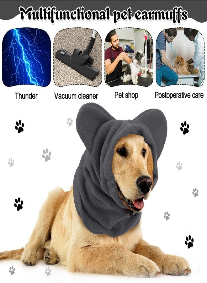 Clysee Winter Dog Hats Quiet Ears for Dogs Ear Muffs Pet Neck Warmer Scarf Hoodie Noise Protection Cover Beanie Head Wrap Costume for Pet Dog Cats (Grey,M) - Image 4