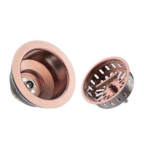 KONE Copper Sink Drain 3.5 Inch Kitchen Sink Drain Assembly Stainless Steel Sink Strainer Sink Stopper Antique Copper Basket Strainer for 3-1/2 Inch Commercial Kitchen Sink - Image 4