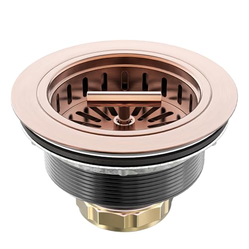 KONE Copper Sink Drain 3.5 Inch Kitchen Sink Drain Assembly Stainless Steel Sink Strainer Sink Stopper Antique Copper Basket Strainer for 3-1/2 Inch Commercial Kitchen Sink - Image 1