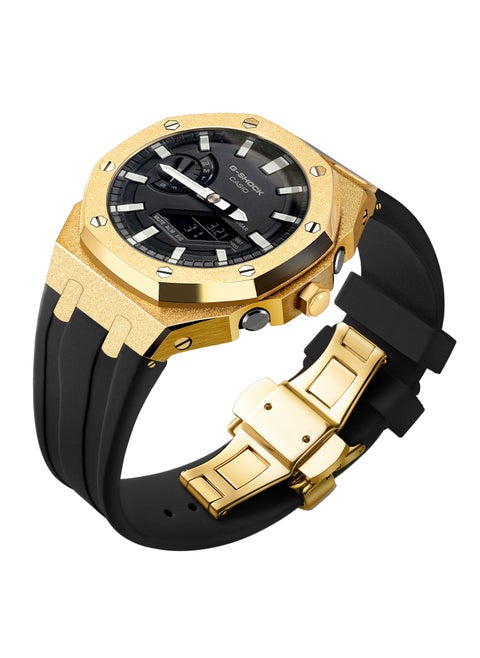 Frosted Gold GA2100 Case Casio G-Shock Oak AP Mod Starry Band BezelFrost gold shell black tape Frost gold shell black tape