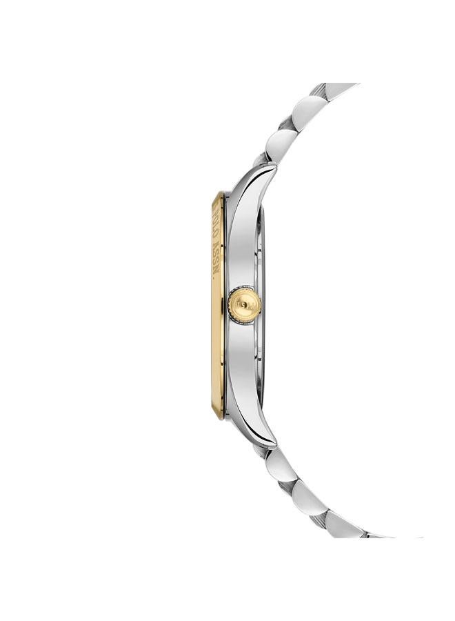 U.S. Polo Assn. Fundamental Green Dial Silver Gold Stainless Steel Bracelet Analog Watch for Women 37mm - Image 2