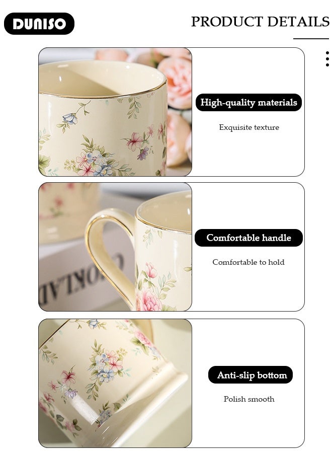 DUNISO Ceramic Coffee Mug, 290ml Large Practical Family Coffee Cup,Tea Cup With Handle,Coffee Mug Tea Cup, Milk, Microwave & Dishwasher Safe,Aesthetic Coffee Cups Ceramic for Home or Office - Image 3
