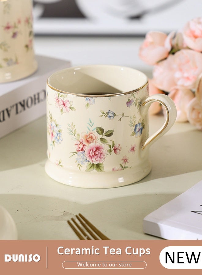 DUNISO Ceramic Coffee Mug, 290ml Large Practical Family Coffee Cup,Tea Cup With Handle,Coffee Mug Tea Cup, Milk, Microwave & Dishwasher Safe,Aesthetic Coffee Cups Ceramic for Home or Office - Image 1